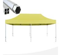 Gazebo pieghevole alluminio piantone esagonale 45mm portatile estendibile richiudibile estensibile per fiere eventi stand chiosco tenda tendone (laterali esclusi) (Giallo, 3x6m)