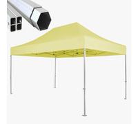Gazebo pieghevole alluminio piantone esagonale 45mm portatile estendibile richiudibile estensibile per fiere eventi stand chiosco tenda tendone (laterali esclusi) (Giallo, 3x4,5m)