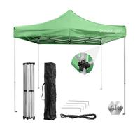 Gazebo Pieghevole da Giardino 3x3m, Alluminio, Leggero, Impermeabile, Resistente ai Raggi UV, Chiusura a Fisarmonica, Altezza regolabile, Picchetti + Sacca Trasporto + Corde Incluse, Colore Verde
