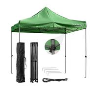 Gazebo Pieghevole da Giardino 3x3m, Impermeabile, Resistente ai Raggi UV, Chiusura a Fisarmonica, Tessuto Oxford Premium, Altezza regolabile, Picchetti + Sacca Trasporto + Corde Incluse, Colore Verde