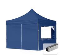 Gazebo Pieghevole Giardino 3x3m - 4 laterali Alluminio Telo idrorepellente Padiglione Mercati Sagre blu