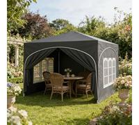 Gazebo pieghevole grigio, 3 x 3 m, impermeabile, con protezione UV, altezza regolabile, pop-up, tessuto Oxford, borsa per il trasporto, gazebo da giardino per terrazza, campeggio, mercatino delle
