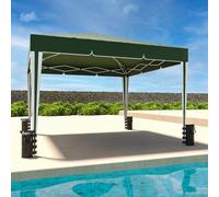Gazebo Pieghevole Idrorepellente 3 x 3 M Da Giardino Con 4 Sacche Per Pesi E Sacca Di Trasporto Chiusura A Fisarmonica Per Fiere Campeggio Esterno Piscina Struttura Acciaio Copertura 160 gr/m² (Verde)
