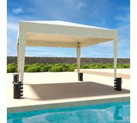 Gazebo Pieghevole Idrorepellente 3 x 3 M Da Giardino Con 4 Sacche Per Pesi E Sacca Di Trasporto Chiusura A Fisarmonica Per Fiere Campeggio Esterno Piscina Struttura Acciaio Copertura 160 gr/m² (Beige)