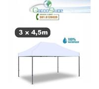 Gazebo pieghevole impermeabile in alluminio 3x4,5m Bianco - Mod. Magnum