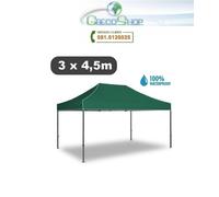 Gazebo pieghevole impermeabile in alluminio 3x4,5m Verde - Mod. Magnum
