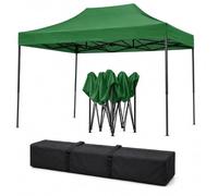 Gazebo Pieghevole Pop Up Easy-Up impermeabile Resistente ai Raggi UV Tessuto Oxford 420D con Struttura in Metallo Tendone da Giardino Esterno Fiera Mercato Festa con Sacca Trasporto (Verde, 3x4,5mt)