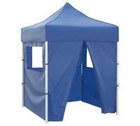 vidaXL Gazebo Pieghevole Professionale 4 Pareti 2x2m Acciaio Blu