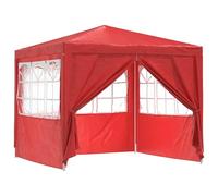 Gazebo pieghevole rosso, 250 x 250 x 240 cm, in acciaio | Resistente all'acqua, cerniera laterale, uso tutto l'anno, ideale per feste e picnic