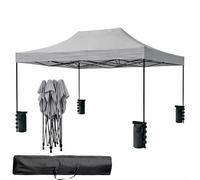 Gazebo Professionale 3x4.5 M Richiudibile Automatico In Acciaio Con Telo Oxford 1200D PVC Impermeabile e Anti UV Struttura a Fisarmonica con Sacche Zavorra e Borsa Trasporto Sagre Feste (Grigio)