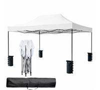 Gazebo Professionale 3x4.5 M Richiudibile Automatico In Acciaio Con Telo Oxford 1200D PVC Impermeabile e Anti UV Struttura a Fisarmonica con Sacche Zavorra e Borsa Trasporto Sagre Feste (Bianco)