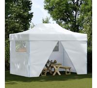 Gazebo Professionale Pieghevole 4 Pareti 280x410x315 cm Acciaio Bianco