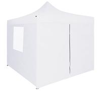 Gazebo Professionale Pieghevole 4 Pareti 3x3 m Acciaio Bianco