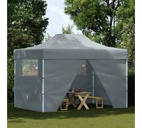 Gazebo Professionale Pieghevole 4 Pareti 3x4m Acciaio Antracite