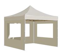 Gazebo Professionale Pieghevole Alluminio con Pareti 3x3m Crema