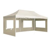 Gazebo Professionale Pieghevole Alluminio con Pareti 6x3m Crema