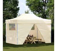 Gazebo Professionale Pieghevole con 4 Pareti 3x4m Acciaio Crema