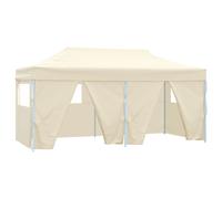 Gazebo Professionale Pieghevole con 4 Pareti 3x6m Acciaio Crema