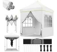 Gazebo resistente con tettoia pop-up da 2x2 m con tenda a baldacchino esterna impermeabile UPF50 + a 4 pareti laterali per campeggio in spiaggia per eventi commerciali