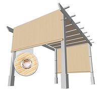 Gazebo rettangolare da giardino beige, 4mx6m, in tessuto a rete, per esterni, patio, pergola, copertura ombreggiante con blocco del 90% per traliccio d'uva, protezione solare.