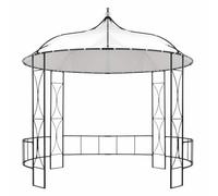 Gazebo rotondo bianco in ferro e poliestere, 300 x 290 cm, per esterni | Baldacchino ventilato, chiusure a gancio e anello, telaio resistente, uso in patio o giardino, clima moderato