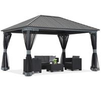 Gazebo Sardegna 3x4 in metallo con tende e zanzariera Garden Point beige