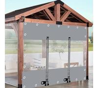 Gazebo Tarpaulin Side Panels, Outdoor Transparent Curtains with Zips, 0.3mm PVC Tarpaulin, Plastic Vinyl Divider Curtains with Eyelets(4x2.2m)