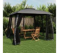 vidaXL Gazebo Tetto Doppio e Pareti Rete Antracite 2,93x2,93 m Acciaio