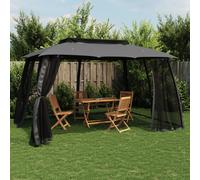 vidaXL Gazebo Tetto Doppio e Pareti Rete Antracite 3,93x2,93 m Acciaio