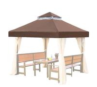 Gazebo Top Replacement, Canopy Cover, Waterproof Double Layer Shade for Patio, Deck, Garden, Outdoor Grill, Backyard Shelter, 118.11x118.11 pollici, Green, Beige, Coffee