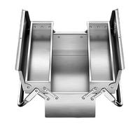 Gazechimp Organizer in Acciaio Inox con Vassoio Pieghevole Valigetta Porta Attrezzi con Maniglia Portatile Cassetta Organizer per Ferramenta Custodia Ut, Doppio Strato