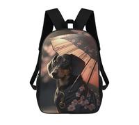 Gazelles Leap Zaini Scuola Per Bambini, Borsa Da Scuola Alla Moda Borsa Scuola Stampa 3D Per Ragazzi Studenti Di Scuola Scuola Scuola E Del College, Dachshund Japanese Kimono, 17"