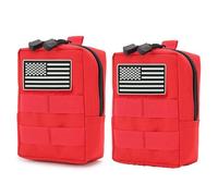 GAZJYUSP Confezione da 2 sacchetti Molle - Marsupio per cellulare, accessori EDC, piccola tasca multiuso con toppa a bandiera tattica compatta resistente all'acqua (rosso)