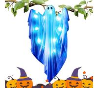 Gazocua Decorazioni Fantasma Halloween, Fantasma Illuminato, Spaventoso e con Luci e Suoni, Figure Appese per Esterni Casa Giardino Portico Finestra Notte Festa