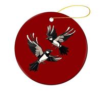 Gazza uccello con grandi ali albero di Natale appeso ciondolo rotondo in ceramica ornamenti di Natale per la decorazione della casa festa 4 pezzi