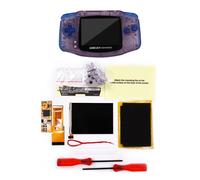 GBA V2 IPS Backlight LCD FULL VIEWING Mod& Pre-Cut shell w/Clear Blue Button