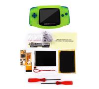 GBA V2 IPS Backlight LCD FULL VIEWING Mod& Pre-Cut shell w/Clear Blue Button