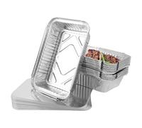 GBACHOOSE 100 ciotole in alluminio con coperchio, ciotole usa e getta in alluminio, 21 x 14 x 5 cm, per cuocere, arrostire, cucinare, conservare, grigliare, portare con sé