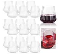 GBACHOOSE 24 bicchieri da vino in plastica a coste, 350 ml, bicchieri da vino a coste, riutilizzabili, stile vintage origami, bicchieri per whisky, cocktail, caffè freddo, succhi di frutta