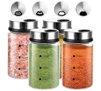 GBACHOOSE 4 barattoli per spezie con coperchio girevole, 150 ml, saliera e pepe, contenitori per spezie con fori per spezie, in vetro borosilicato per cucina, grigliate all'aperto, cucina