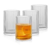 GBACHOOSE 4 bicchieri a coste, 250 ml, bicchieri vintage in stile origami per whisky, cocktail, caffè freddo, succhi di frutta