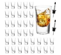 GBACHOOSE Set di 36 bicchierini da liquore, 35 ml, trasparenti, con base sollevabile, bicchierini da shot con versatore per vino, cocktail, vodka, whisky