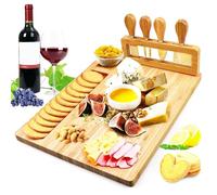 GBACHOOSE Tagliere in bambù con coltello da formaggio, tagliere per formaggio, tagliere per formaggi, tagliere per formaggi, tagliere in legno, tagliere per formaggi, tagliere per formaggi, tartine,