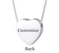 GBAFGLC Collana con ciondolo a forma di piccolo cuore per ceneri con ala di cremazione, in acciaio inossidabile, commemorativo porta ceneri per i propri cari, Acciaio inossidabile