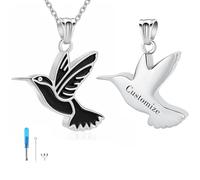 GBAFGLC Collana con ciondolo commemorativo a forma di colibrì, in acciaio inox, per ceneri umane, per donne e uomini, urna commemorativa per ceneri, Misura unica, Acciaio inossidabile, Nessuna pietra
