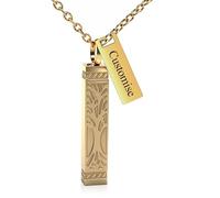 GBAFGLC Collana con urna a forma di albero della vita, per ceneri cilindrica, gioiello per cremazione, urna commemorativa, gioiello per donne e uomini, Forever in my heart, Unisex, Acciaio