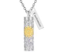 GBAFGLC Collana con urna a forma di girasole per ceneri con ciondolo cilindrico per donne e uomini, gioielli per cremazione, collana commemorativa per animali domestici, gatti, cani, ceneri medaglione