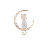 GBAHFY Simpatiche spille a forma di gatto grazioso animale spilla pin pieno brillante elegante cristallo gatto luna pietra spilla gioielli di moda per donne ragazza regalo, acrilico, n/d, Acrilico,