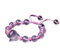 GBASDXU Braccialetto Feng Shui della ricchezza, Bracciale amuleto dell'amore della ricchezza Talismano intagliato a mano del Chakra curativo del quarzo rosa rosa