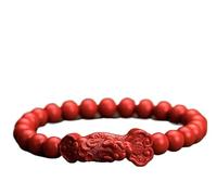 GBASDXU Braccialetto Feng Shui della ricchezza, Pi Xiu Rosso Cinabro Cristallo Prosperità Amuleto Quarzo Bracciale Chakra Gemma, cinabro